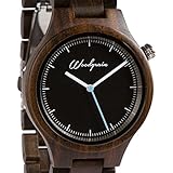 Wood Grain Handmade Mens Wrist Watch - Natural Black Sandalwood All Wooden Watch
