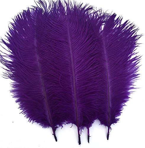 WIBEN Set of 100, 10-12inch Natural Ostrich Feathers Plume for Wedding Centerpieces Party Decoration (Purple)