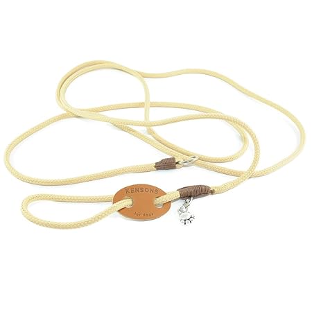 KENSONS for dogs Showleine | Ausstellungsleine - beige - OHNE Zugstopp - mit schickem Takling | 4 mm Durchmesser x 160 cm Län