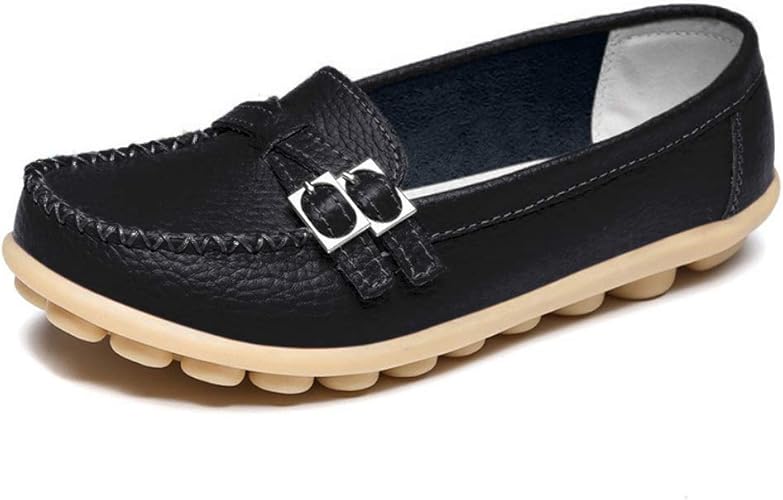 Alicegana Womens Comfortable Shoes Loafer Casual Leather Natural
