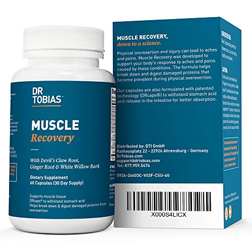 Dr Tobias Muscle Recovery - Joint & Muscle Aches & Pain - Injury Supplement (60 Count)