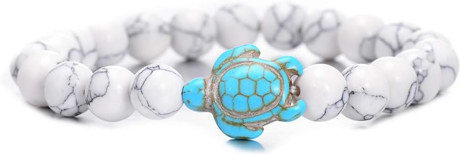 XIHUANA Sea Turtle Beads Bracelets For Women Men Classic 8Mm Blue Natural Stone Elastic Friendship Bracelet Beach Jewelry