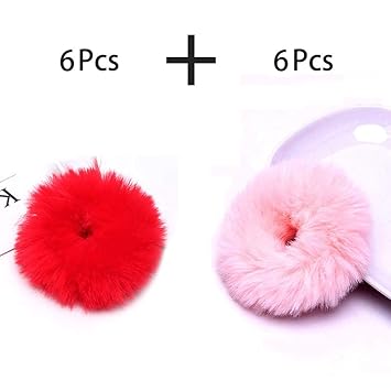 Amazon Com 12pcs Faux Fuzzy Hair Tie Artificial Rabbit Fur Hair