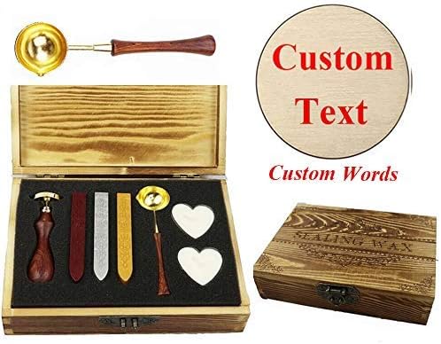 CTEB 120 Style Vintage Customize Custom Monogram Wax Seal Stamp Personalized Picture Logo Word Wedding Invitation Sealing Wax Seal Stamp Wood Handle Melting Spoon Gift Wood Book Box Candle Set Kit