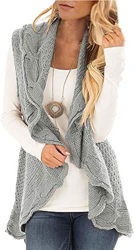 YONYWA Womens Sleeveless Cardigan Sweaters Plus Size Drape Open Front Knit Vest Coats Jackets