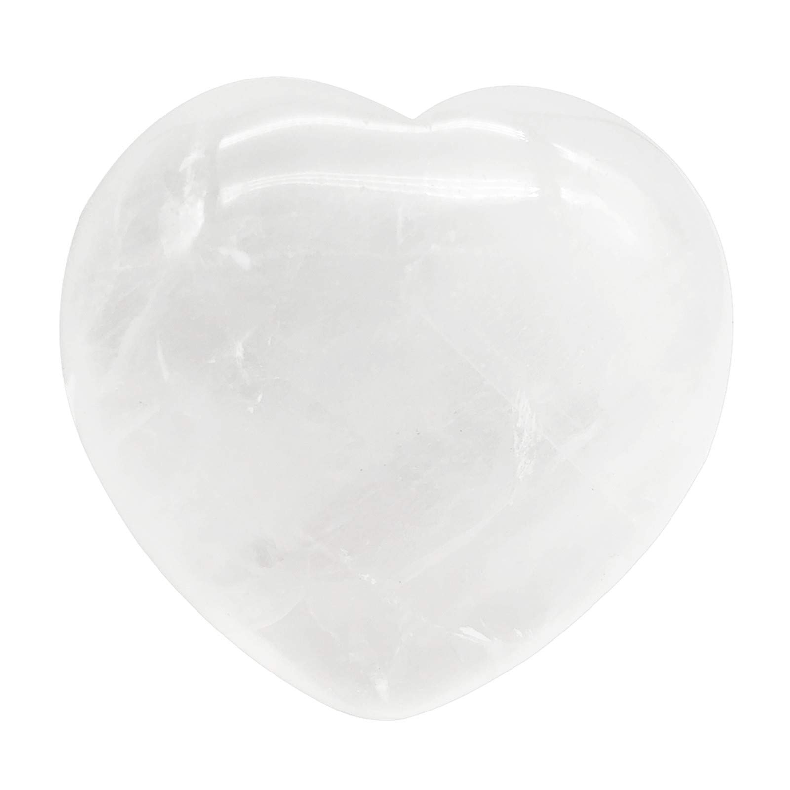Fekuar Rock Quartz Heart Pocket Palm Stone, Healing Crystal Romantic Love Energy Worry Stones Chakra Balancing Reiki Meditation 1.5" (40mm)