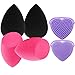 4pcs Makeup Sponge Blenders with 1Set Brush & Sponges Cleaner,Beauty Blending Buds for Liquid Foundation Cream and Powder,Durable and Soft,Multifunctional Cleaning