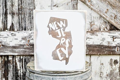 MINI New Jersey Rustic Wood Signs - Whitewash State Signs - Home State Decor - Personalized State Sign 6x7in