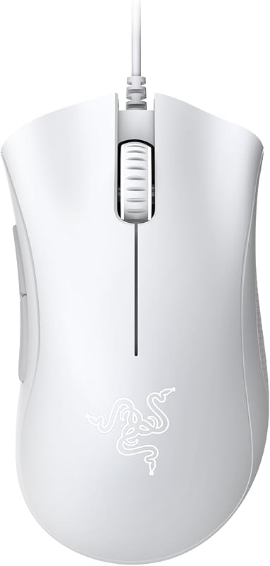 DeathAdder Essential (2021) - Mouse da Gioco Cablato con Sensore Ottico da 6400 DPI (Sensore Ottico da 6400 DPI, 5 Pulsanti Programmabili, Fattore di Forma Ergonomico) Bianco