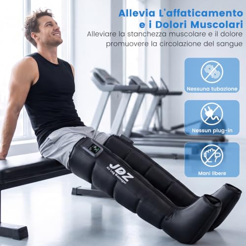 Presoterapia para Casa Relax Inalámbrico con 5 Cámaras de Aire, Botas Presoterapia Piernas Deporte con 3 Temporizadores para Pies Pantorrillas Muslos Confort Piernas Cansadas Relajación Muscular - L