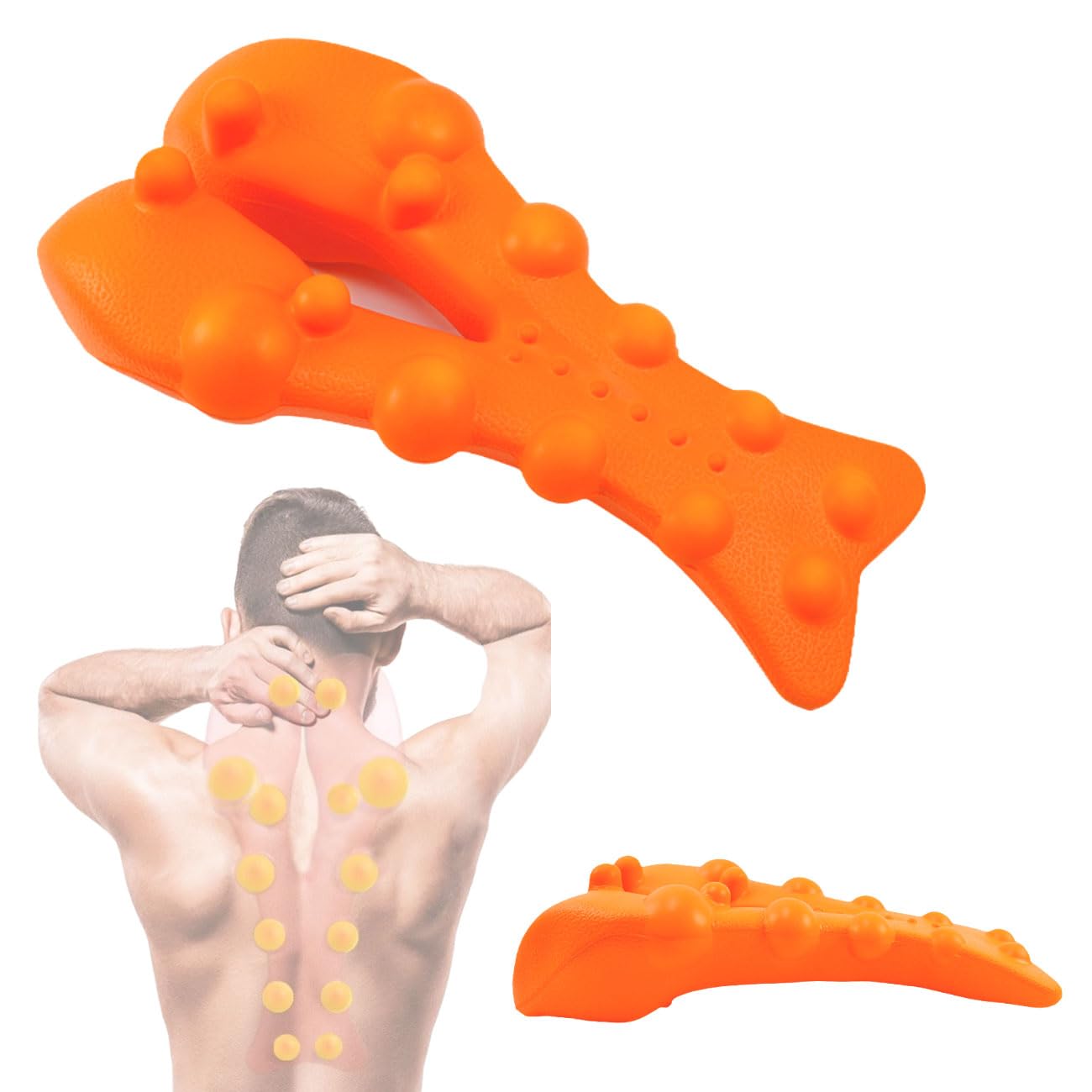 Photo 1 of YURUIHKAO Trapezius Trigger Point Massager Suboccipital Release Tool Myofasical Release Neck and Shoulder Pain Posture Corrector for Muscle Pain Relief (Orange)
