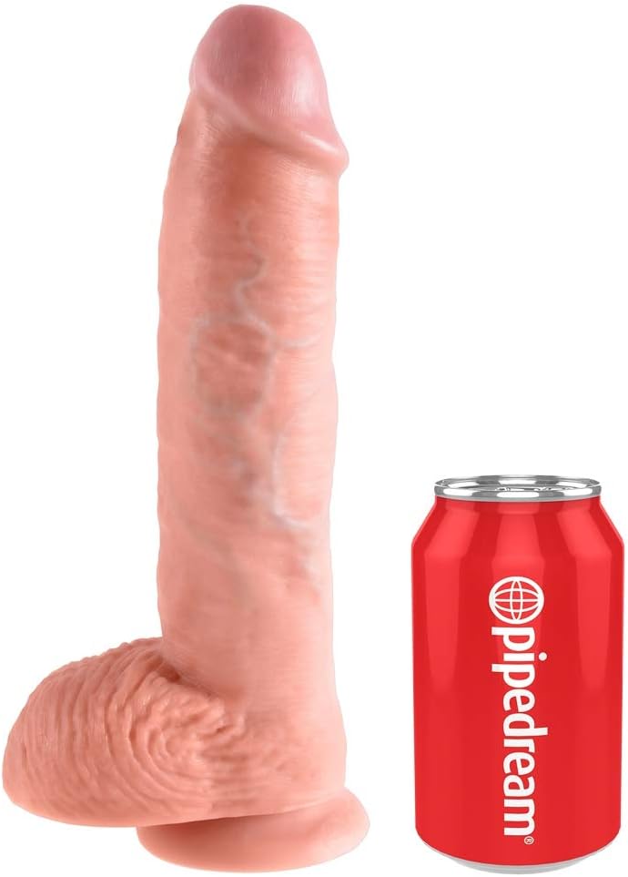 King Cock Flesh Dildo with Balls, 25.4 cm, Flesh - Image 5