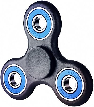 Fidget Hand Spinner EDC Focus Toy High Speed Tri-Spinner Stress Reducer With Premium Bearing - Perfect For ADD, ADHD, Anxiety, and Autism (Black &amp; Blue)