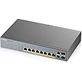 Zyxel 8-port Gigabit Smart Managed PoE+ Switch with 130 Watt Budget and 2 Gigabit Copper Ports + 2 SFP with Nebula Cloud Managment, Long Range PoE Switch [GS1350-12HP]