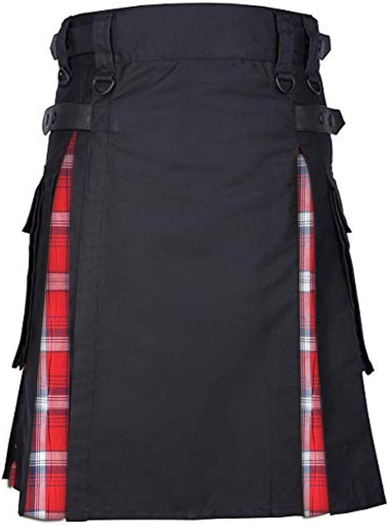 SoeHir Mens Vintage Kilt Scotland Gothic Fashion Kendo Pocket Skirts Pants