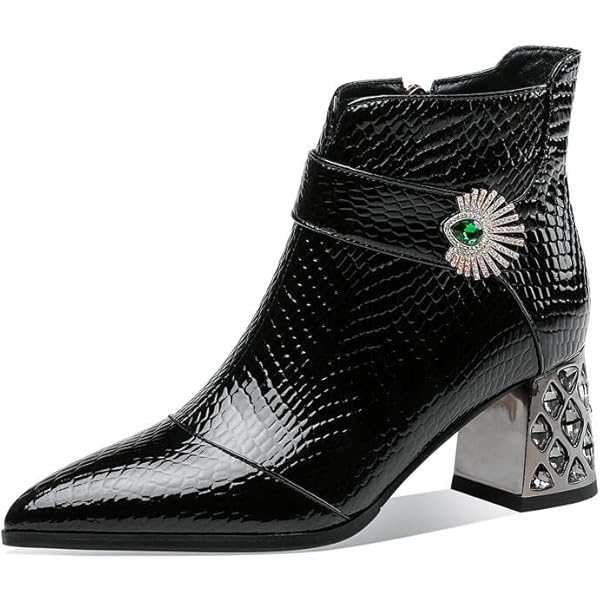 Botin Piel Irregular Con Tachas Cremallera Mujer Negro