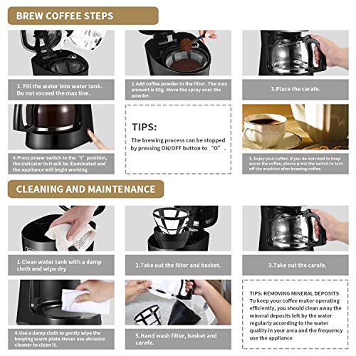 Gevi 10Cup Coffee Maker with Reusable Filter, Warming Plate and Glass