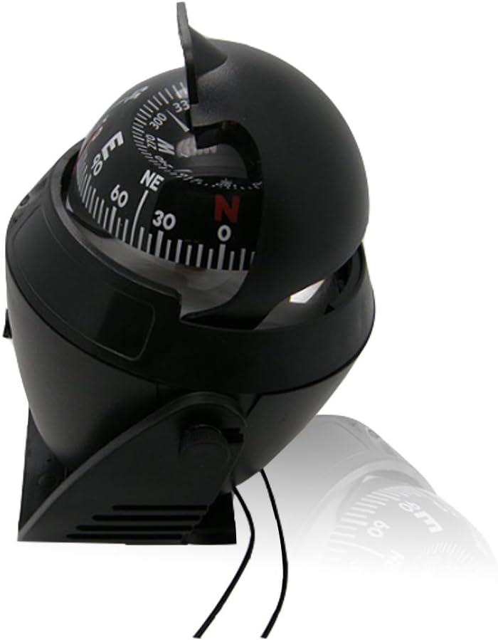 Odowalker Black Incandescent Light Illuminated Marine Compass Suitable for Car Boat and Truck (Black) : Sports & Outdoors