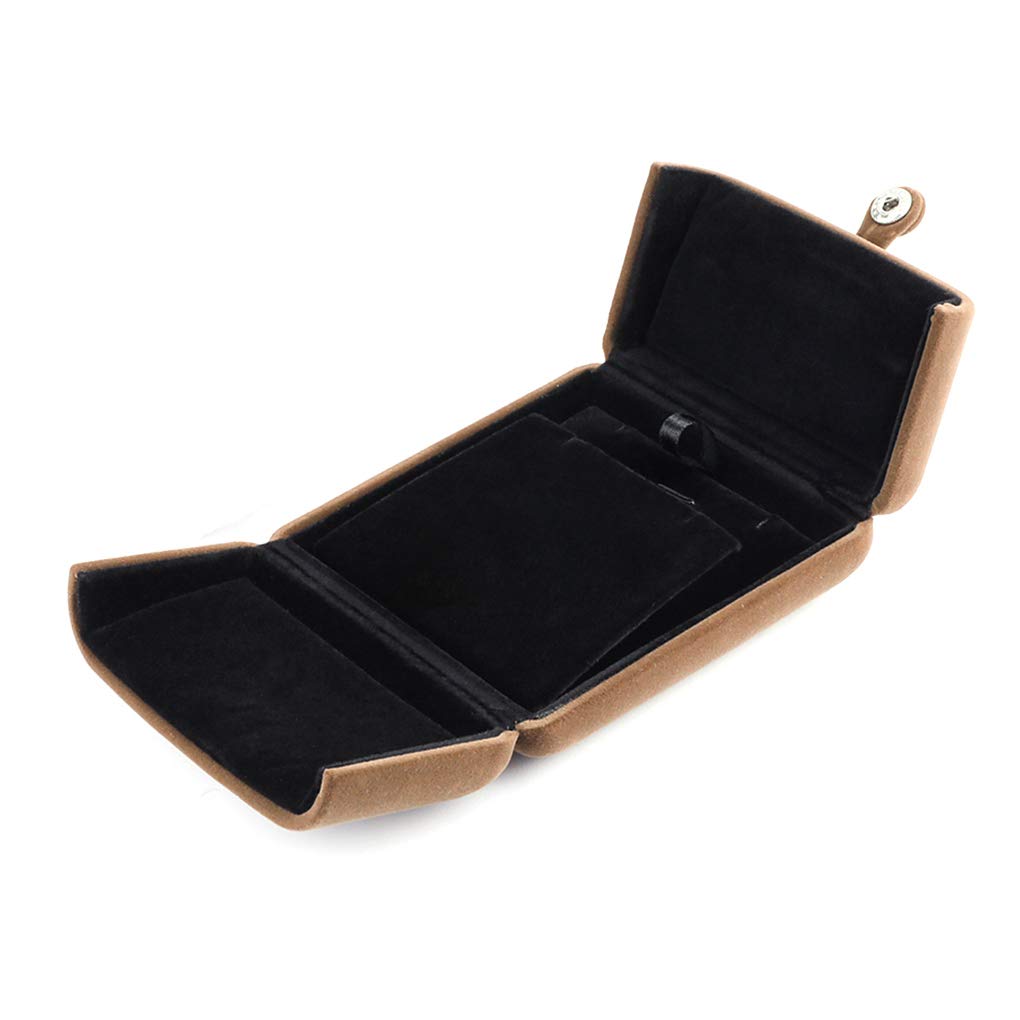 Rolin Roly Pendant Box Large Velvet Gift Box Elegant Flocked Jewelry Displays Boxes Soft Storage Box for Pendant Bracelet and Necklace Brown
