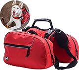 BINGPET Adjustable Dog Backpack for Hiking Camping Travel Pack Outdoor Accessory Saddlebag, Red M