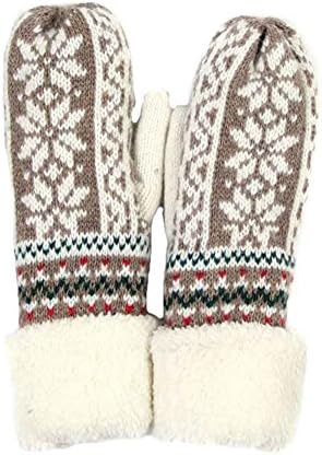 LOF Womens Snowflake Pattern Mitten Gloves (Ivory)