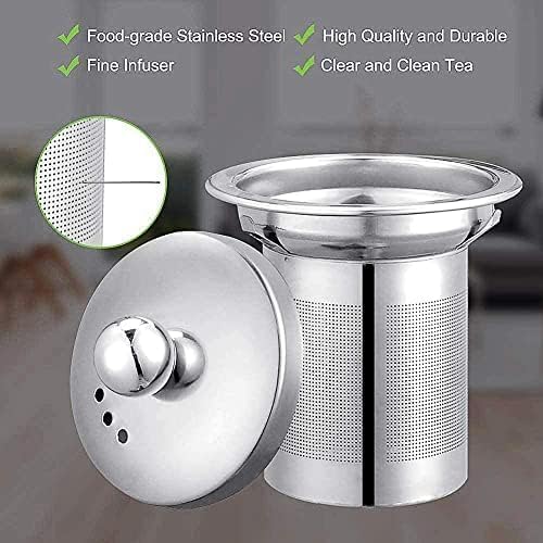 PluieSoleil Clear Glass Teapot with Infuser, Round Shape Infuser Tea Pot, Heat Resistant Borosilicate Glass Strainer Teapot 450ML