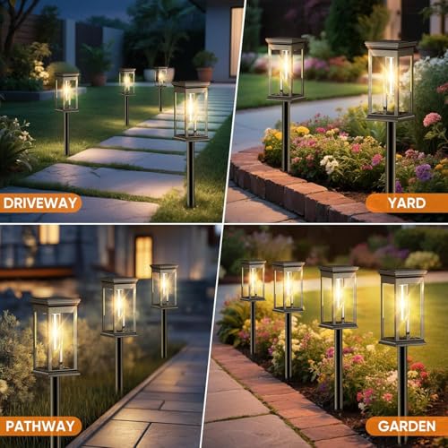 RAVICEN Solar Pathway Lights Outdoor Waterproof – 8 Pack Bright Solar Powered Garden Lights with Auto On/Off, IP65 LED Landscape Lighting for Walkway Patio Lawn Yard Decor