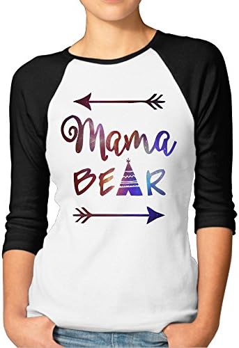 Mama Bear Galaxy Print Womens 3/4 Sleeve Baseball Tee Shirts Woman Tshirt