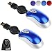 EEEKit 2 Pack Mini Retractable Cable USB Optical Mouse, Blue, Unisex