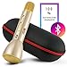 Karaoke-mike MIKEY: Multipurpose Handheld Wireless Portable Microphone and Speaker for Bluetooth Audio Devices, Use with Androids and iOS in 3 Colors (Gold) Just Add Summer