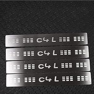4Pcs Auto Roestvrij Staal Instaplijsten Kick Platen, voor Citroen C4L Protector Plaat Pedaal Buitenste Platen Drempel…