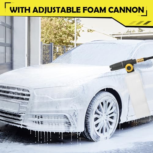 4500 Max PSI 1.76 GPM 14.5-Amp Electric High Pressure Washer 1800W for Cars Fences Driveways Patios with 4 Interchangeable Nozzles, Foam Cannon and Hose Reel, Yellow