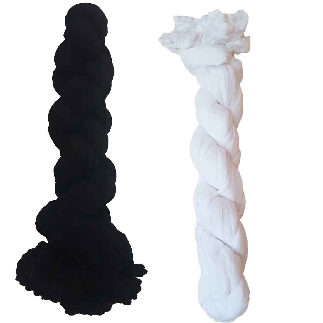 javuli womens's cotton solid dupatta (black and white, free size) - set of 2