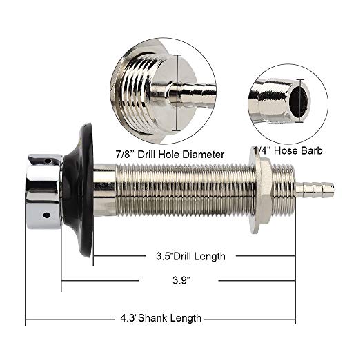 OneBom Beer Faucet with Nipple 4'' Shank Assembly,3/16''I.D. Bore for Keg Fridge Keezer (4'' Shank) - Thumbnail 5