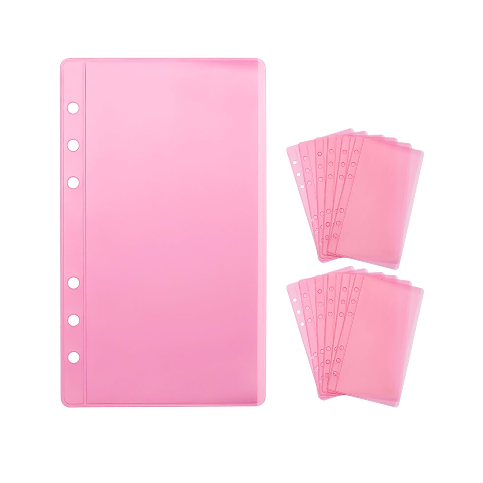 Photo 1 of 12pcs Pink A6 Binder Pockets Zipless Cash Envelopes Budget Binder Inserts PVC Sheet Protector for 6 Ring A6 Binders Organizer Accessories (Pink)