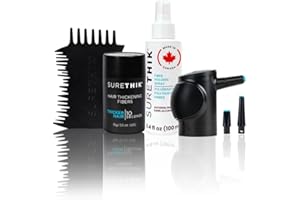 SURETHIK Hair Fiber Starter Kit (Dark Brown) - Hair Thickening Fiber With Application Tools - Good For Men/Women - 4 Piece Se