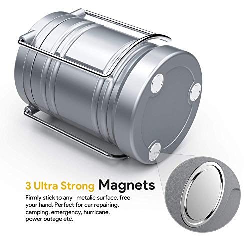 4 Pack LED Camping Lantern Flashlight with 12 AA Batteries - Magnetic Base - New COB LED Technology Emits 500Lumen - Collapsible, Waterproof, Shockproof Camping Light with Detachable Handles by LETMY