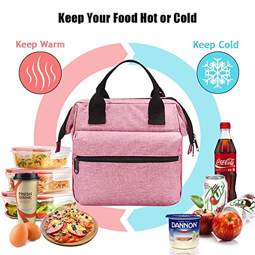 Srise Lunch Box Insulated Lunch Bag For Men & Women Meal Prep Lunch Tote Boxes (Red pink)