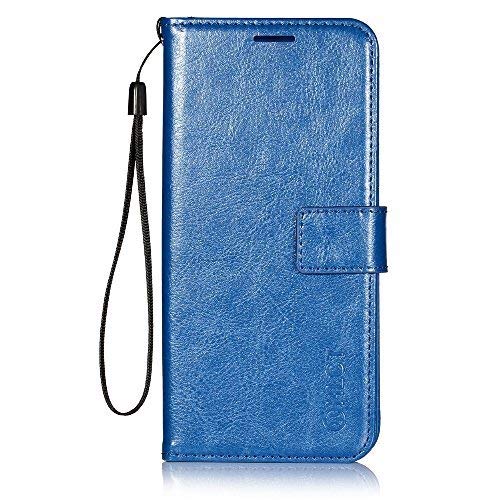 Samsung Galaxy S8 Plus Case, HLCT PU Leather Case, with Soft TPU Protective Bumper, Built-in Kickstand, Cash and Card Pockets (Blue) - Thumbnail 3