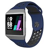UMTELE Compatible for Fitbit Ionic Band, Two-Toned Perforated Strap Breathable Accessory Wristband with Quick Lock&Release Buckle Replacement for Fitbit Ionic Smart Watch, Large, Obsidian/Black
