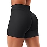 YEOREO Women Workout Yoga Shorts 4.5" No Front Seam Hidden Scrunch Almiy High Rise Buttery Biker Shorts