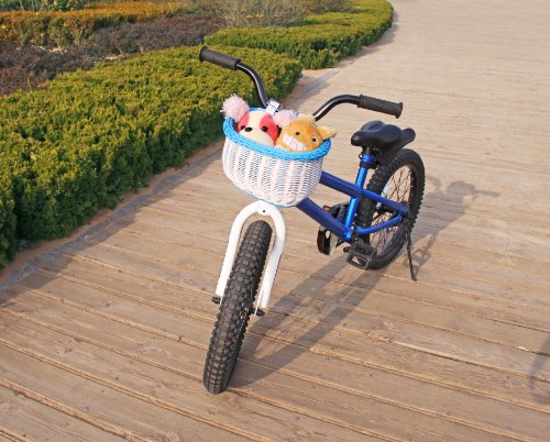 Colorbasket Kid's Front Handlebar Bike Basket - White with Blue Trim