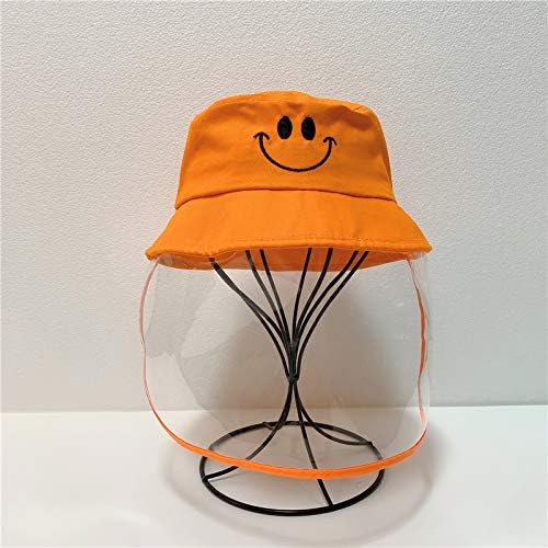 Kids Bucket Hats Anti Coronavirus - with Clear Protective Cover Outdoor Gilrs Boys Sun Hats Anti-Saliva Anti Virus Flu Kids Hats Orange