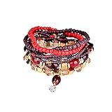 Cyber Monday Deals Bohemian Crystal Gem Colorful Stretch Bead Multilayer Bracelet Stack of 6 for Women