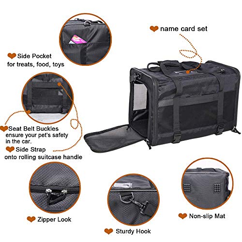 Airline Approved Pet Travel CarrierSoft Sided Cat Carrier Portable