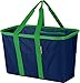 CleverMade SnapBasket XL 40 Liter Reusable Tote Bag with Reinforced Bottom: Collapsible Grocery Shopping Basket, Deep Blue/Kelly Green