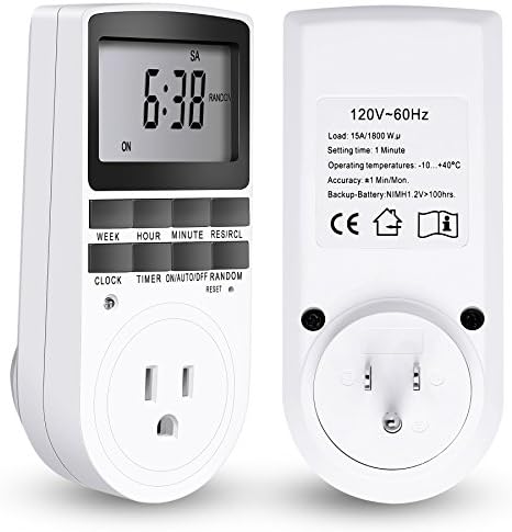 Koeson Plug-In Timer, Light Timer Outlet with 7 Day Programmable Electrical Digital Timer Switch, 3 Prong Plug-in Outlet Timer for Appliances and Lights, 15A/1800W