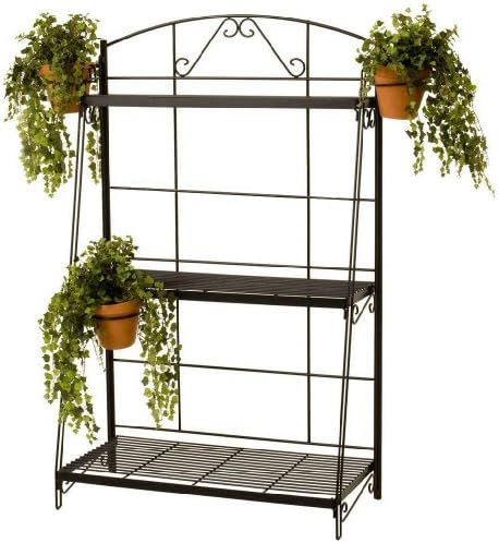 River North 3 Shelf Stand with 3 Pot Holder Rings - Black
