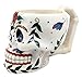 Atlantic Collectibles White Tribal Day of The Dead Red Rose Sugar Skull Drink Coffee Mug Cup Ceramic 6.25