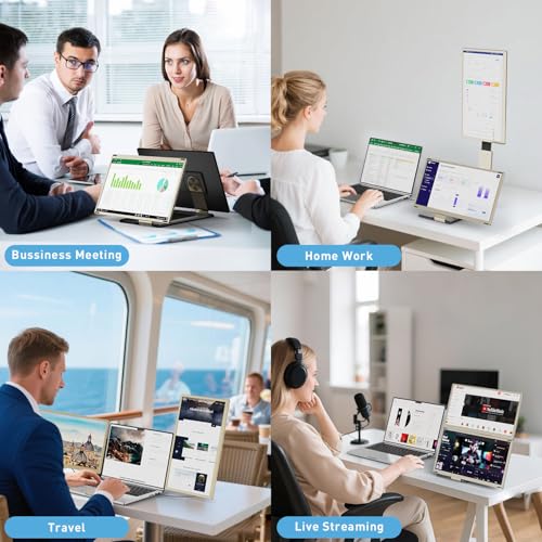 KEFEYA Monitor Portatile per Laptop, 15.6” Triplo Schermo PC Portatile, FHD 1080P Ultra-sottile Portable Monitor per 13-17.3” Laptops, Plug and Play Compatibile con Windows/Mac